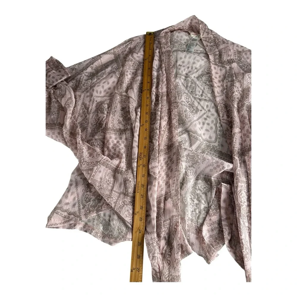 Free People Pink Long Sleeve Tie Front Blouse - Picture 5 of 10